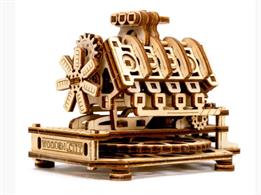 Delve into the fascinating world of the V8 Engine with this wooden 3D puzzle construction kit.A marvel of mechanical precision and artistic design, this unique puzzle brings to life the intricate workings of the iconic V8 engine.Assembled Size L:140mm/5.5in, W:107mm/4.25in, H:100mm/4in.200 pieces assembly time 3h.