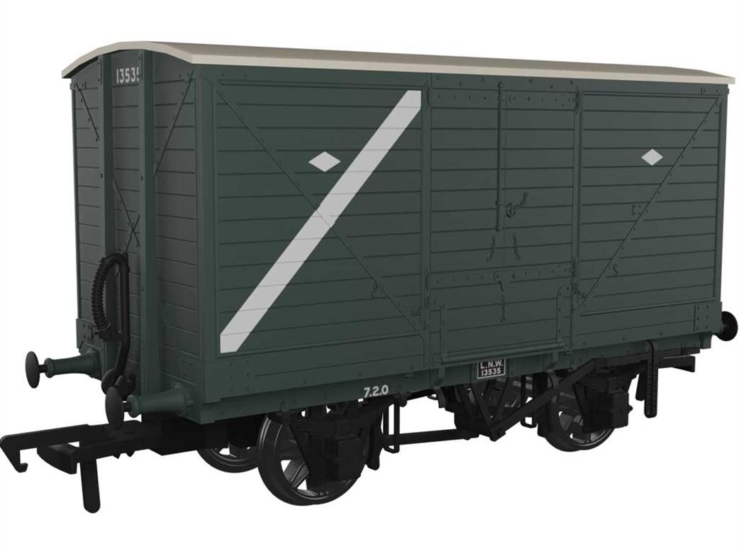 Rapido Trains 945001 LNWR 13535 Diagram D88 Covered Van Diamond Marks Single Stripe OO