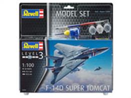 Revell 63950 1/100 Scale F-14D Super Tomcat Model SetLength 191mm Number of Parts 30 Wingspan 195mmComes with glue and paints