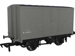 A highly detailed model of the LNWR D88 design covered box van finished in British Railways grey livery as number M244352.Detail featuresSquare headstocks, Iron roof, 2-rib buffers, Vertically-planked doors, Flat-fronted axleboxes, Split-spoke wheels.