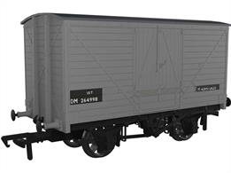 A highly detailed model of the LNWR D88 design covered box van finished in British Railways grey livery as number DM264998, a departmental van allocated to the Midland region engineers for the North Wales area.Detail featuresSquare headstocks, Wooden roof, 1-rib buffers, Vertically-planked doors, Flat-fronted axleboxes, Split-spoke wheels.