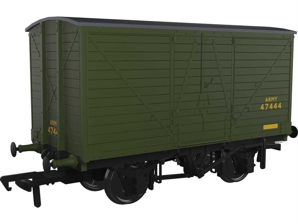 Rapido Trains OO 945016 Army 47444 ex-LNWR Diagram D88 Covered Van Army Green