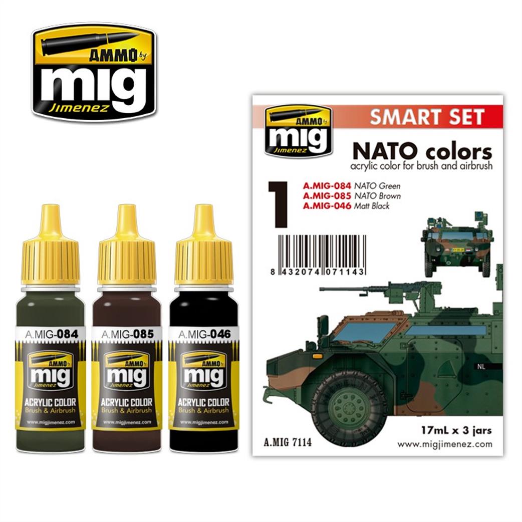 Ammo of Mig Jimenez  A.MIG-7114 NATO Colours Set of 3 Paints