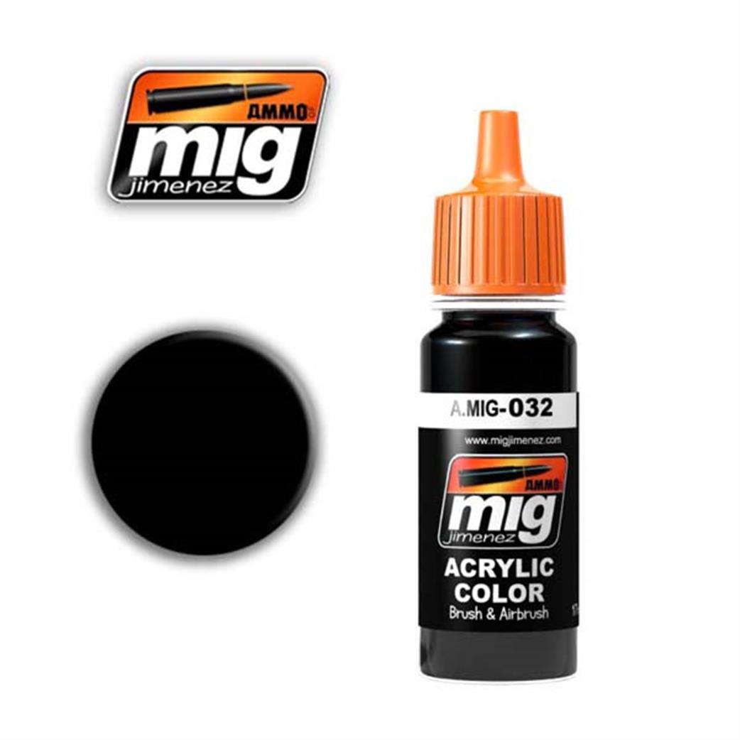 Ammo of Mig Jimenez  A.MIG-032 032 Satin Black Acrylic Paint