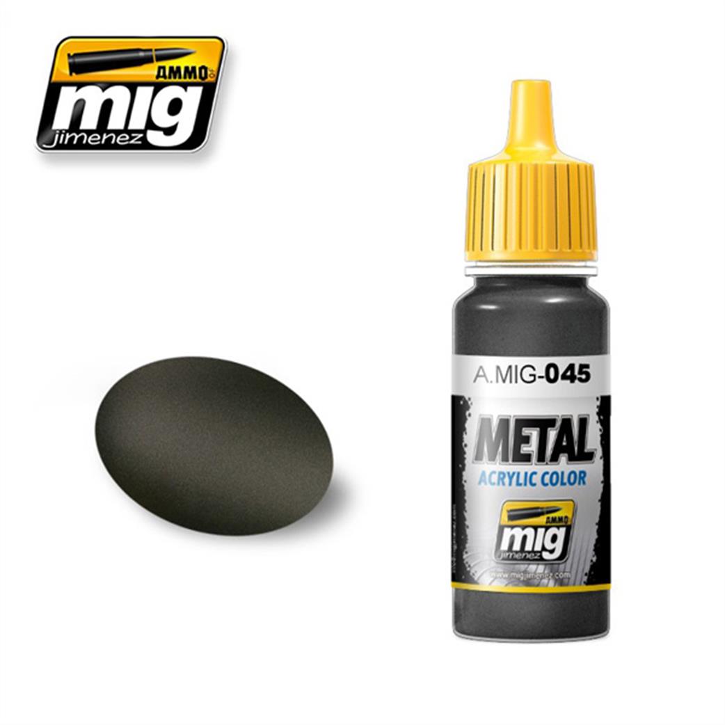 Ammo of Mig Jimenez  A.MIG-045 045 Gun Metal Acrylic Paint