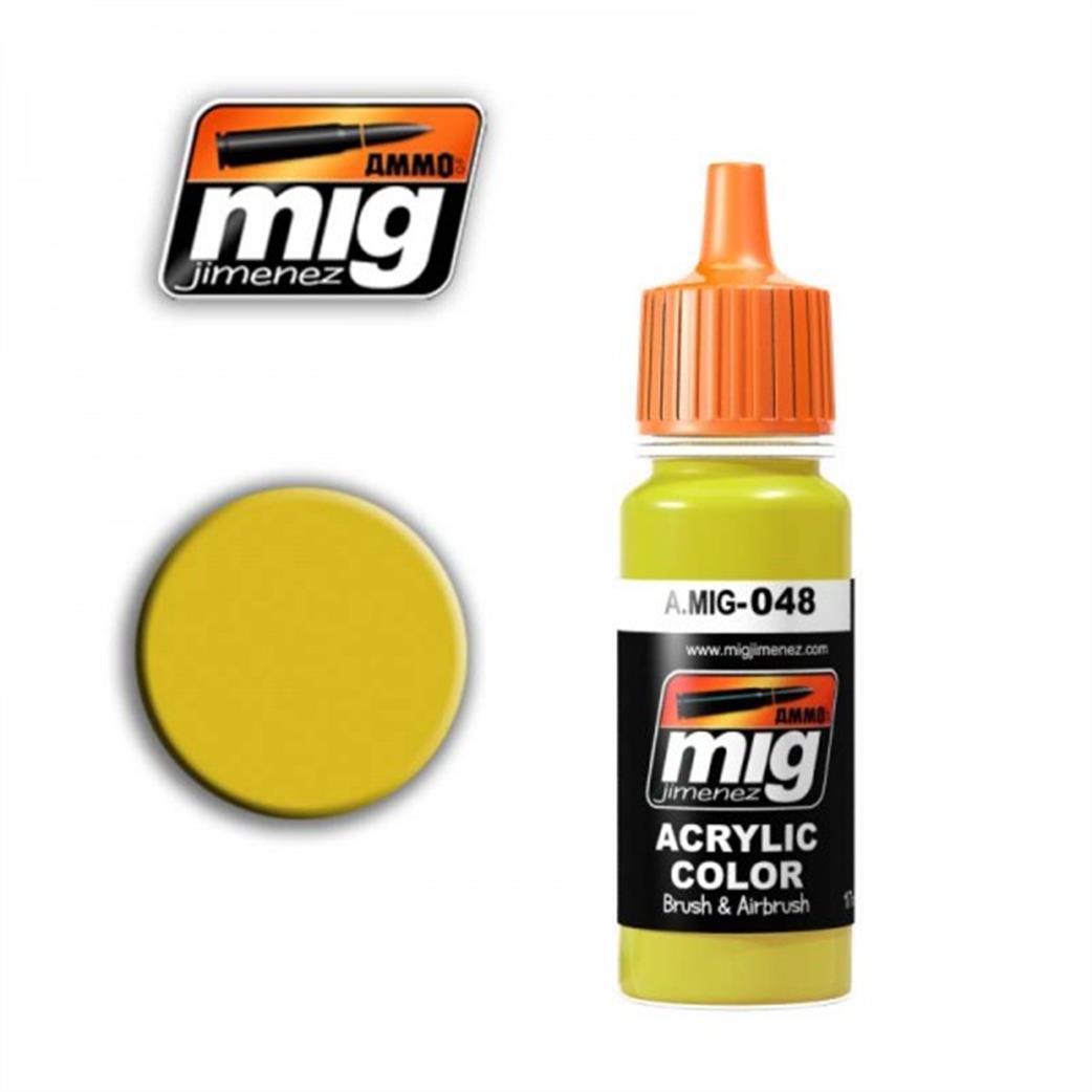 Ammo of Mig Jimenez  A.MIG-048 048 Yellow Acrylic Paint 17ml