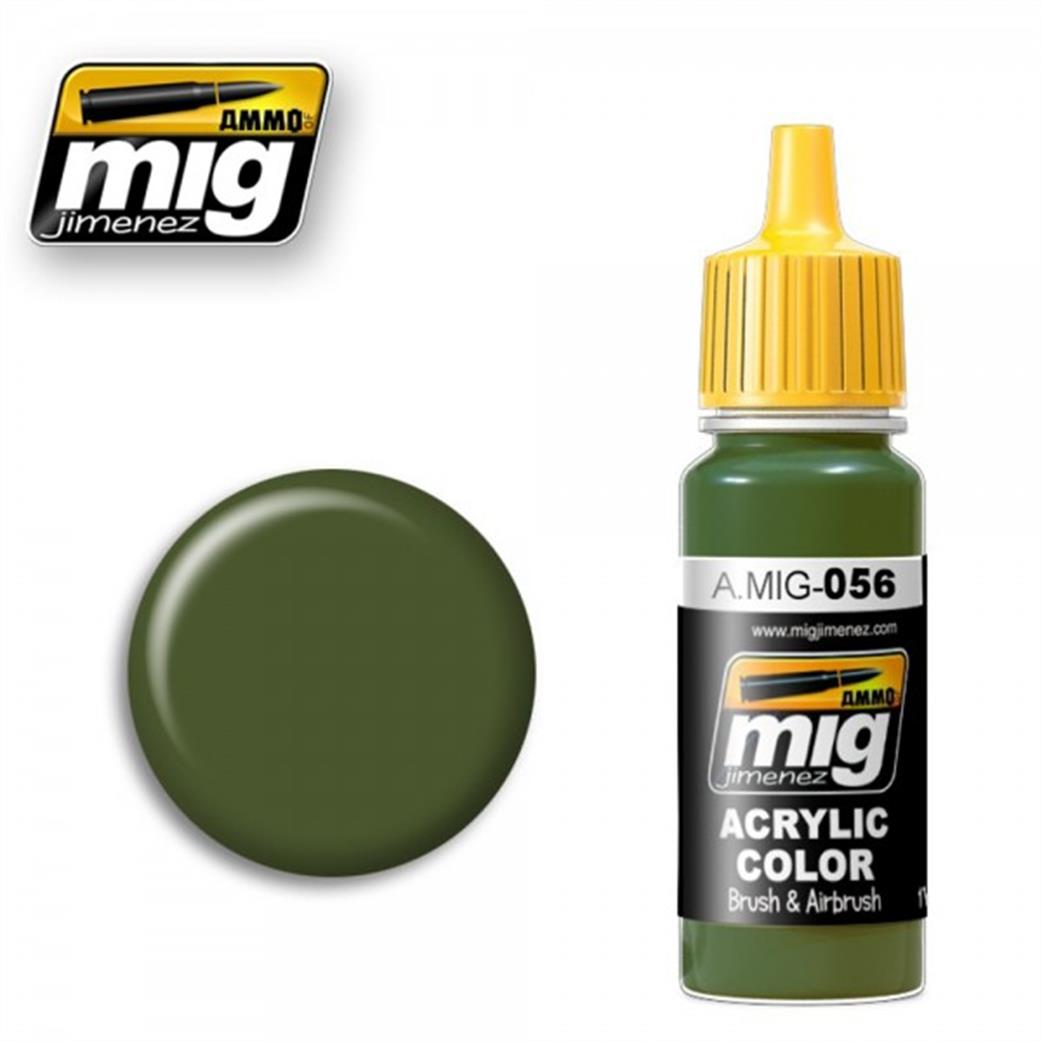 Ammo of Mig Jimenez  A.MIG-056 056 Green Khaki Acrylic Paint 17ml