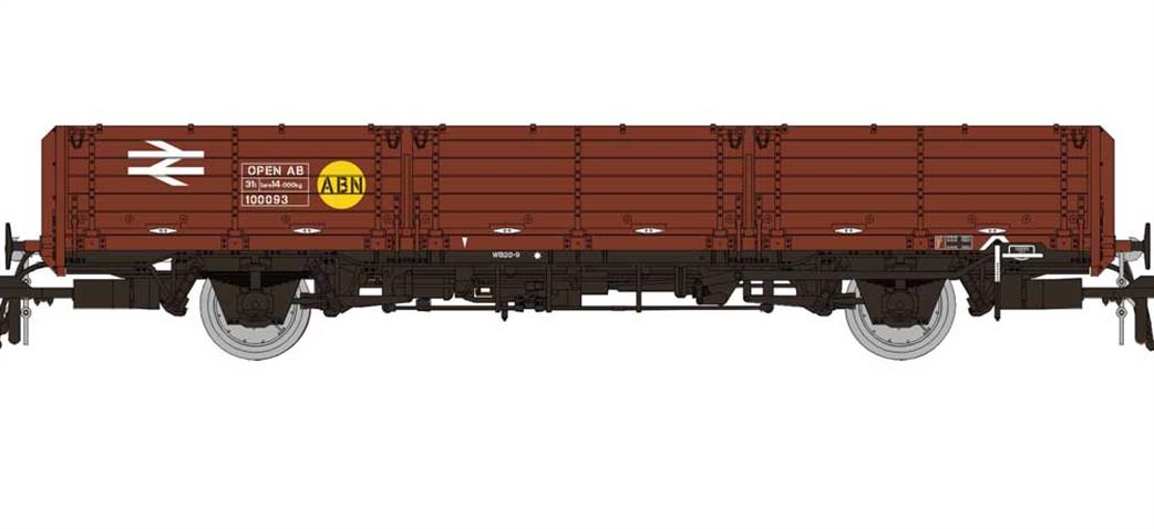 Rapido Trains OO 915001 BR 100093 Open AB OAA Long Wheelbase Open Wagon Freight Brown with Yellow ABN Spot