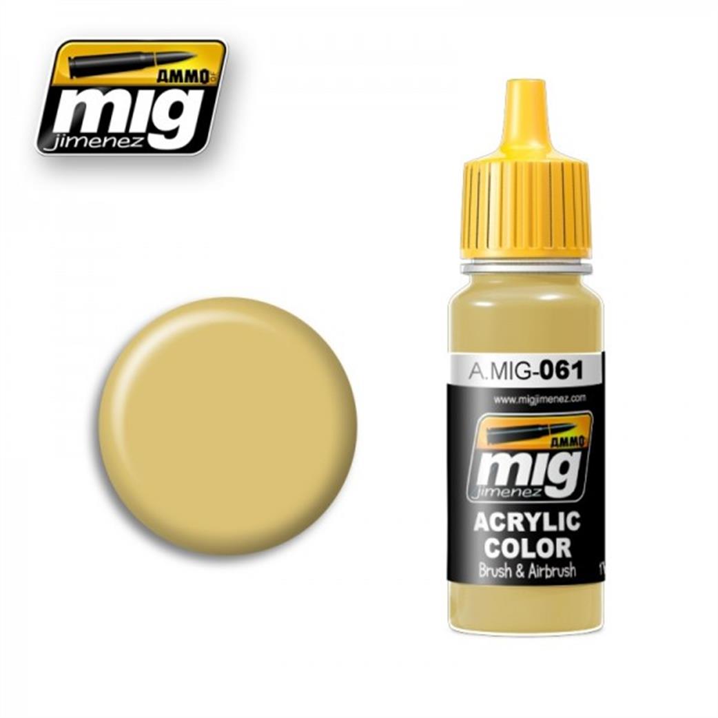 Ammo of Mig Jimenez  A.MIG-061 061 Warm Sand-Yellow Acrylic Paint