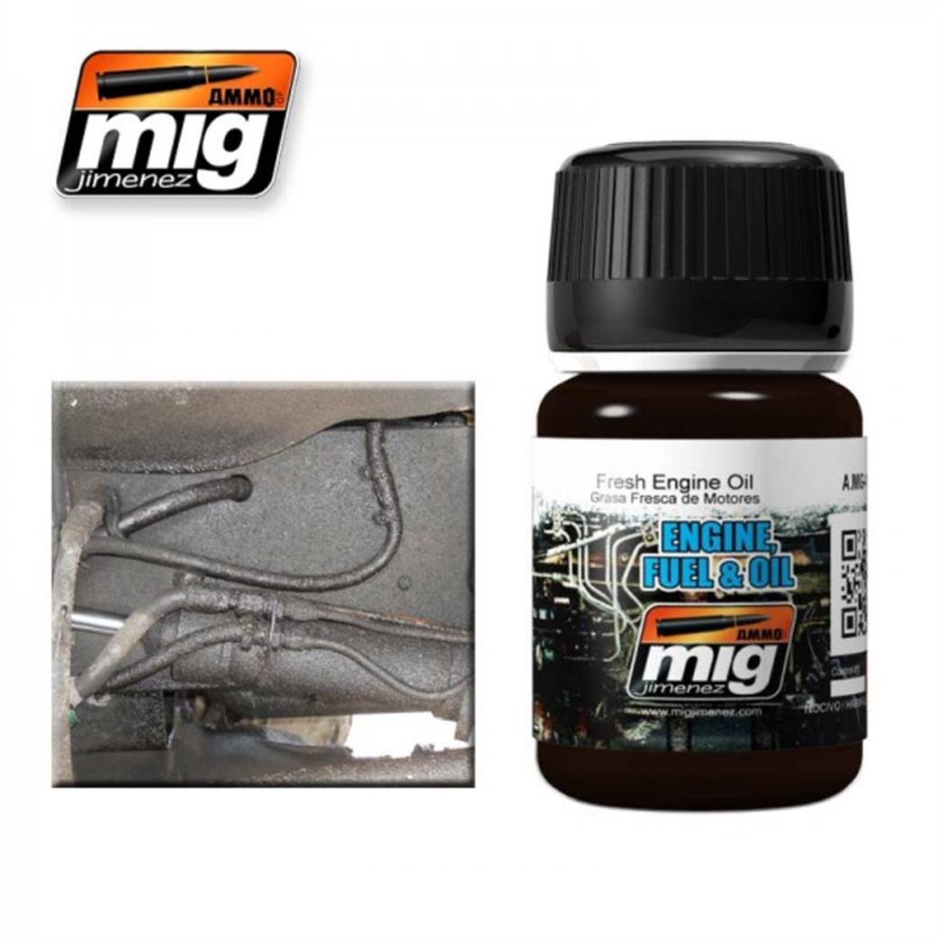 Ammo of Mig Jimenez  A.MIG-1408 Fresh Engine Oil Enamel Nature Effect for weathering 35ml Jar