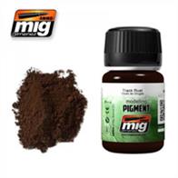 MIG Productions 3008 Weathering Pigment - Track RustWeathering Pigment 35ml Jar.High Quality pigment, superfine and made from natural products for exclusive use in modelling. This colour is especially designed to make effects to your models using the techniques that Mig Jimenez created more than a decade ago