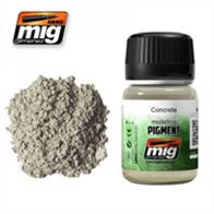 MIG Productions 3010 Weathering Pigment - ConcreteWeathering Pigment 35ml Jar.High Quality pigment, superfine and made from natural products for exclusive use in modelling. This colour is especially designed to make effects to your models using the techniques that Mig Jimenez created more than a decade ago
