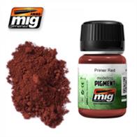 MIG Productions 3017 Weathering Pigment - Primer RedWeathering Pigment 35ml Jar. High Quality pigment, superfine and made from natural products for exclusive use in modelling. This colour is especially designed to make effects to your models using the techniques that Mig Jimenez created more than a decade ago