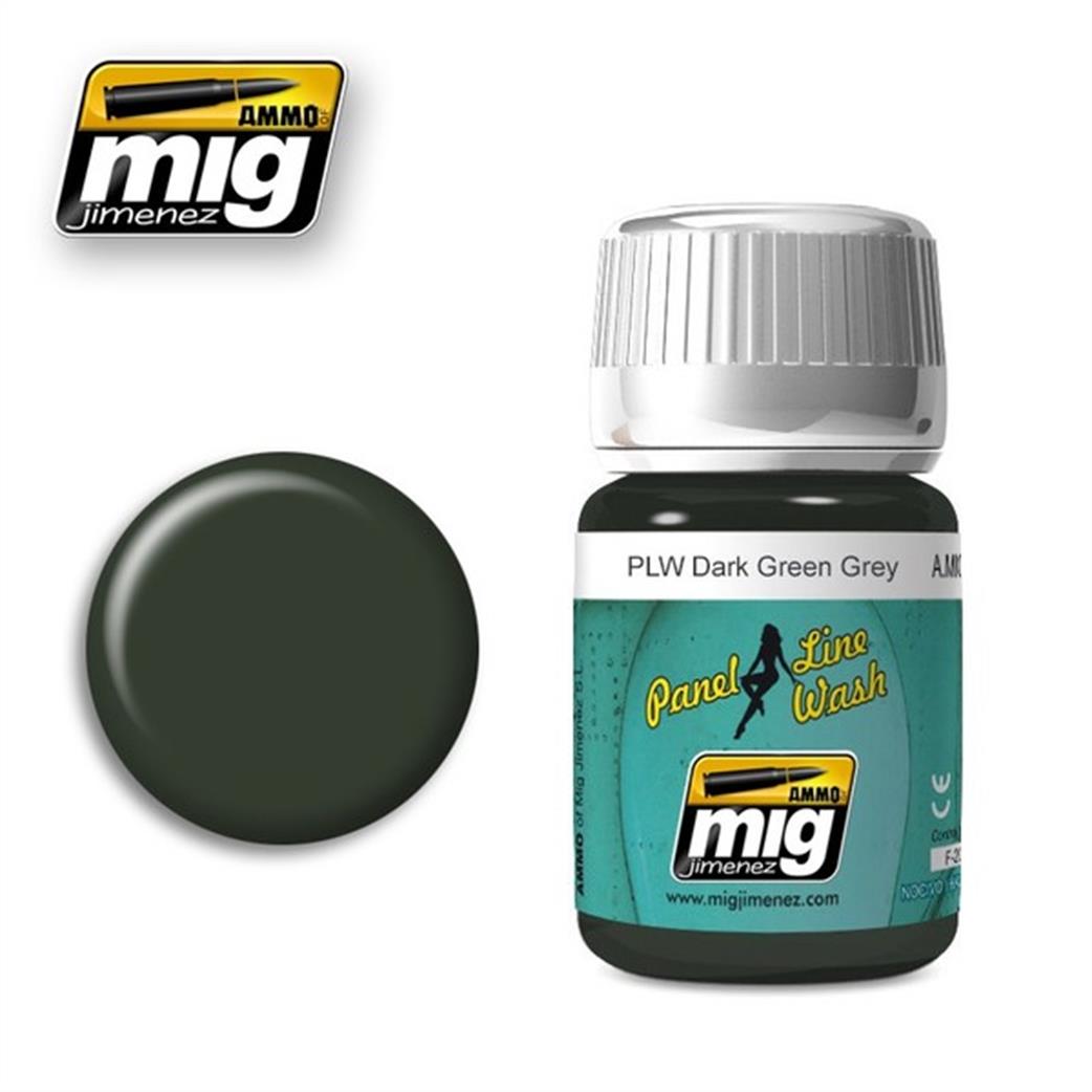 Ammo of Mig Jimenez  A.MIG-1608 Dark Green Grey Enamel Panel Line Wash