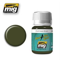 MIG Productions 1612 Enamel Panel Line Wash - Green BrownEnamel Panel Line Wash 35ml JarSpecific panel wash for green colours such as RLM 83 typical of German aircraft of WW2.
