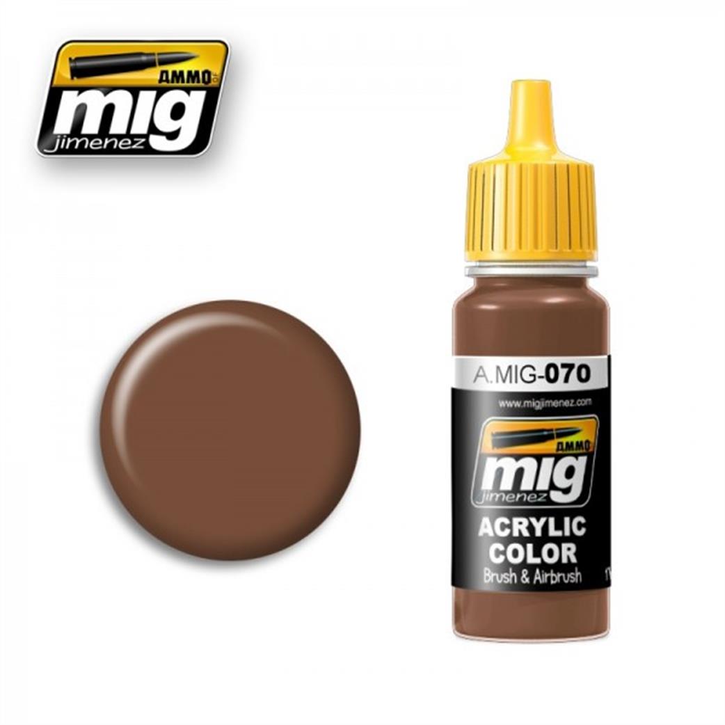 Ammo of Mig Jimenez  A.MIG-070 070 Medium Brown Acrylic Paint