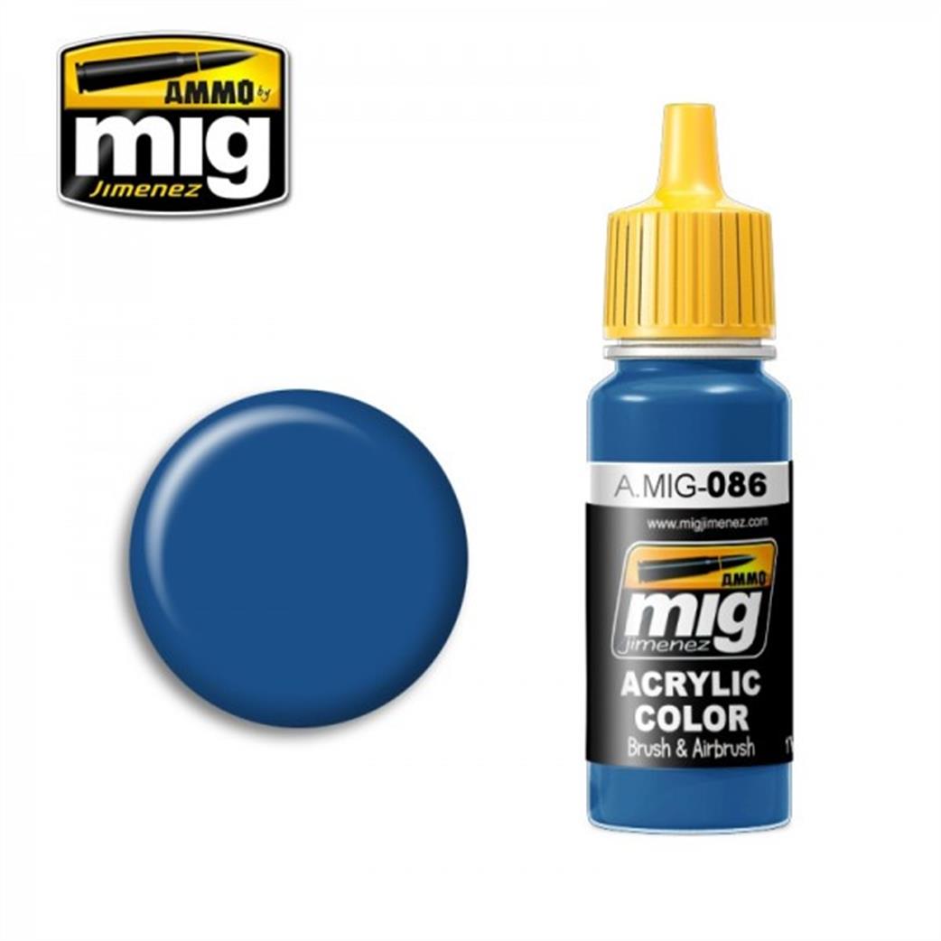 Ammo of Mig Jimenez  A.MIG-086 086 Blue Paint RAL 5019 Acrylic Paint