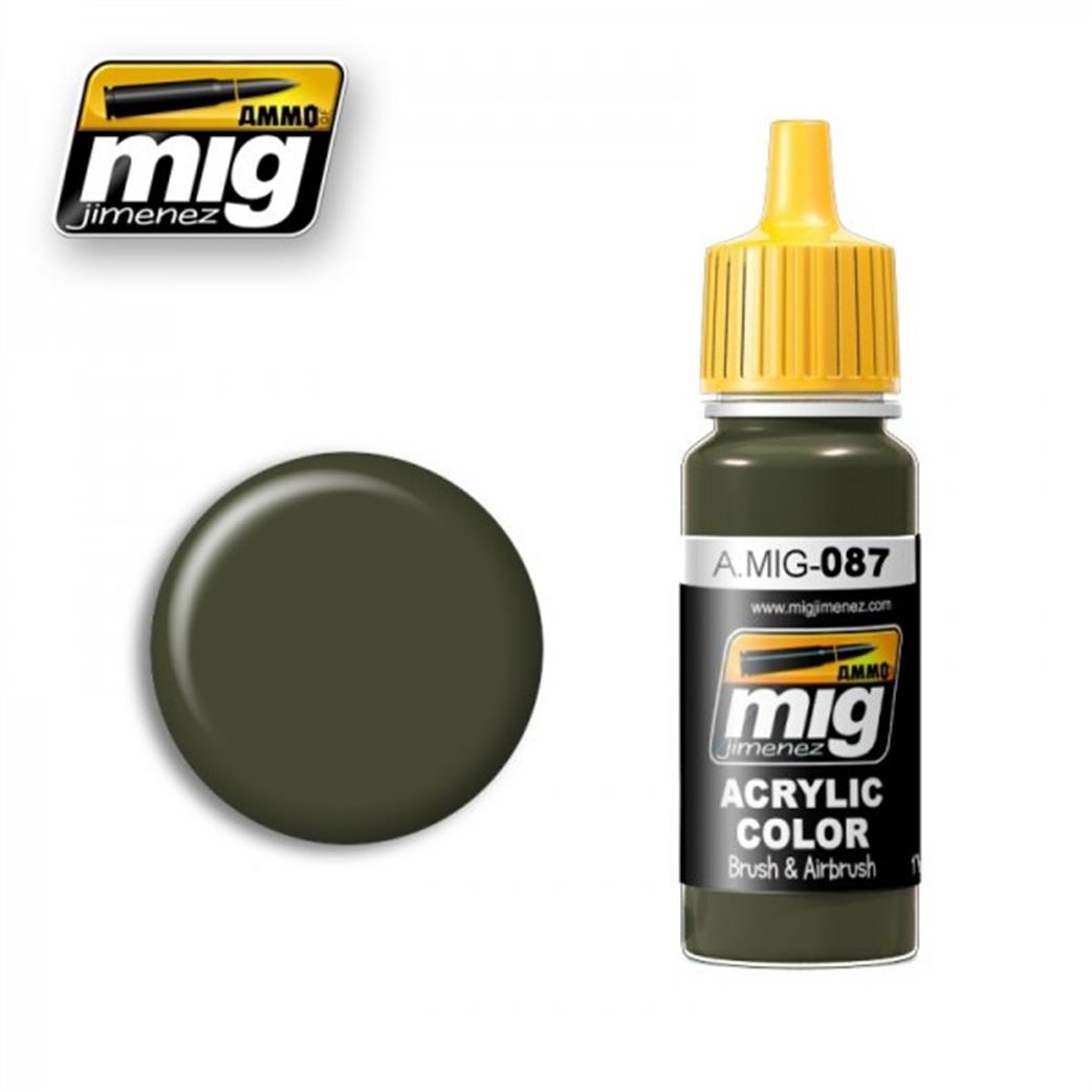 Ammo of Mig Jimenez  A.MIG-087 087 Gelboliv Acrylic Paint