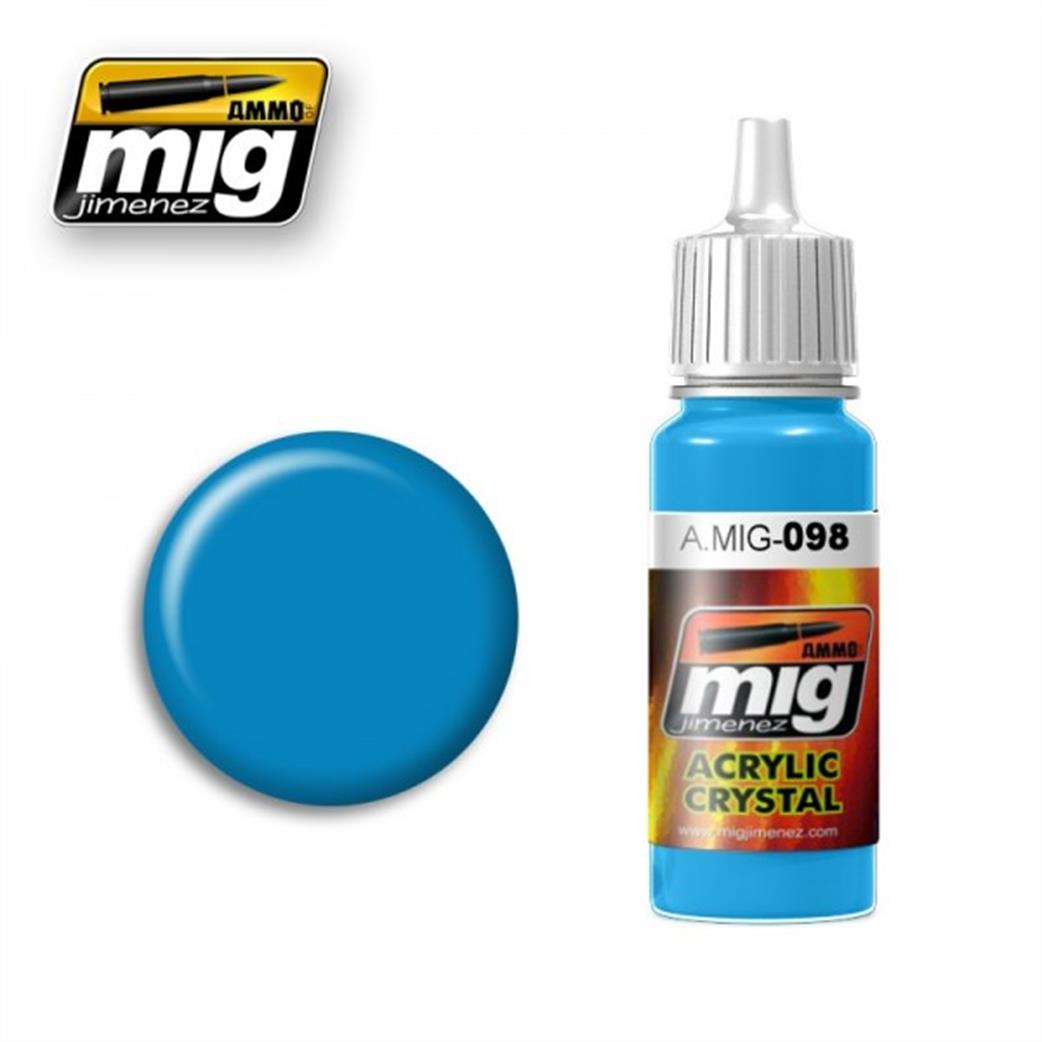 Ammo of Mig Jimenez  A.MIG-098 098 Crystal Light Blue Acrylic Paint