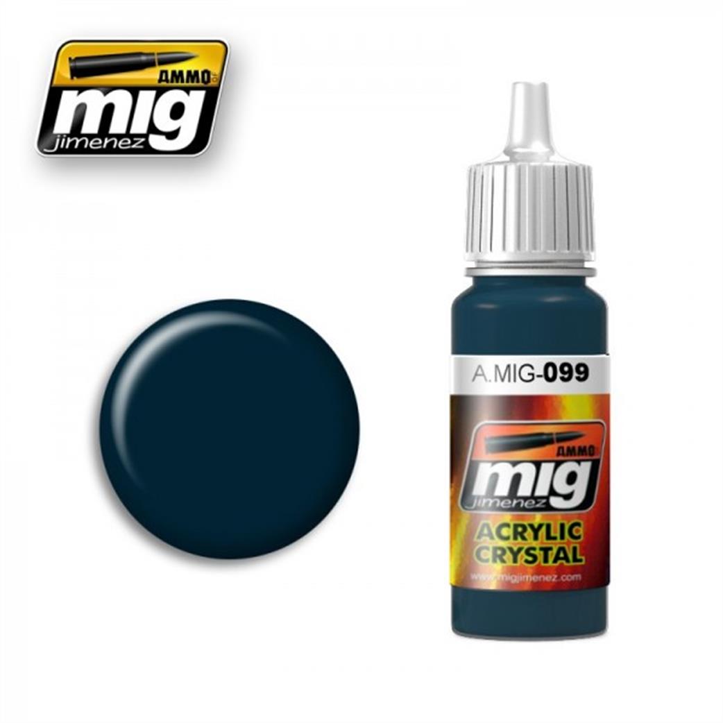 Ammo of Mig Jimenez  A.MIG-099 099 Crystal Black Blue Acrylic Paint