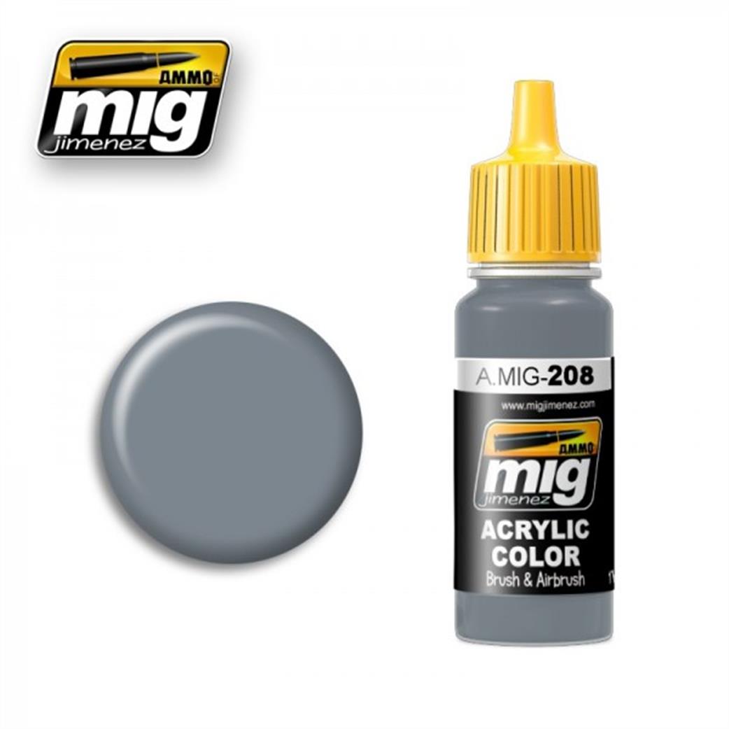 Ammo of Mig Jimenez  A.MIG-208 208 Dark Compass Ghost Grey Acrylic Color Paint