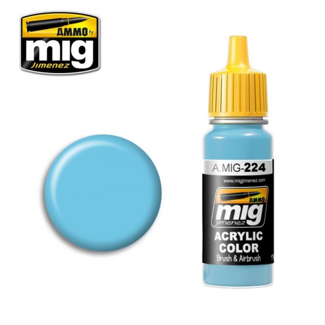 Ammo of Mig Jimenez  A.MIG-224 224 Sky Line Blue Acrylic Color Paint