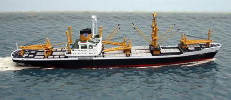 A 1/1250 scale metal model of Neder Linge SMN line heavy lift freighter from 1967