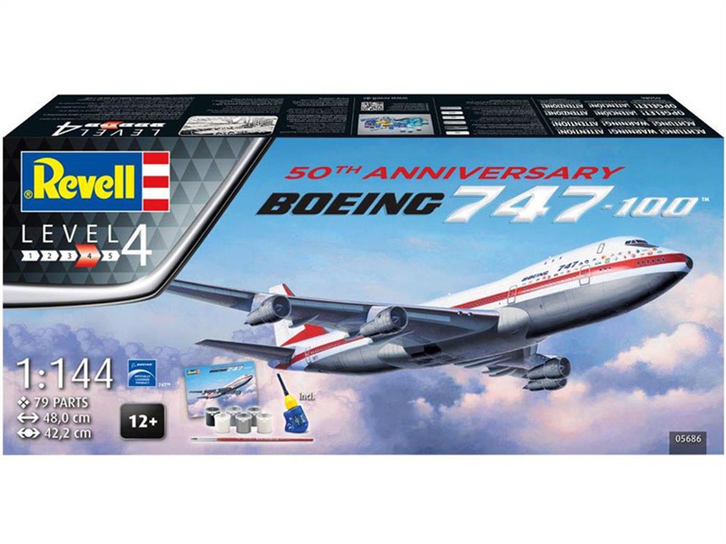 Revell 1/144 05686 Boeing 747-100 Jet Liner 50th Anniversary Gift Set