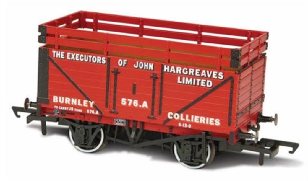 Oxford Rail OO OR76CK7003 The Executors of John Hargreaves Ltd 7 Plank Wagon No.576 with Coke Rails