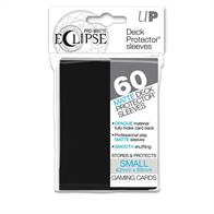 The Eclipse PRO-Matte Deck Protector sleeves completely hides card backs with an added layer of opaque black material. As a part of the PRO-Matte line, the Eclipse sleeves uses matte clear material to show the card face while minimizing glare and offering a unique, smooth and professional shuffling experience. Each pack comes with 60 sleeves. This product is sized to fit small (Yu-Gi-Oh!) size gaming cards.PRO-Matte Black Deck Protector sleeves in an 60-count packSized to fit small (Yu-Gi-Oh!) size gaming cardsInner black layer makes the colored sleeve back completely opaqueMatte clear front minimizes glare for easy reading and better on-camera presentationArchival-safe, polypropylene materials with unique formulation providing a smooth, professional shuffle