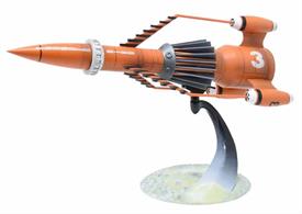 Piloted by astronaut Alan Tracy and co-pilot TinTin Kyrano, Thunderbird 3 is a vertically launched, reusable, single stage rocket. Used for space rescue missions as well as maintenance and crew relief of the space station Thunderbird 5.