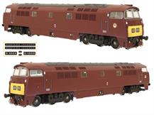 A highly detailed model of the BR class 52 Western diesel hydraulic locomotives accurately produced from laser scans of preserved Western D1015 Western Champion. The Dapol model fetaures fine body detailing with etched roof fan grilles and separately fitted grab rails. Powered by Dapols smooth running 5-pole motor set in a diecast chassis with directional lighting and 21 pin DCC decoder socket.Model finished as D1009 Western Invader in British Railways maroon livery with small warning panels.DCC sound fitted model.