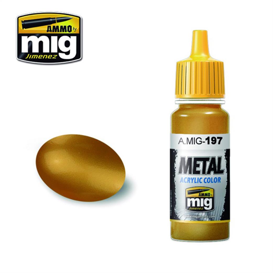 Ammo of Mig Jimenez  A.MIG-197 197 Brass Metallic acrylic paint