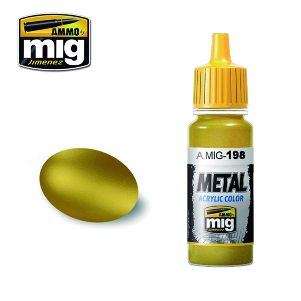 Ammo of Mig Jimenez A.MIG-198 198 Gold Metallic  Acrylic Color Paint