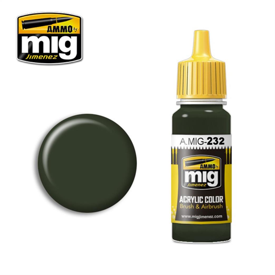 Ammo of Mig Jimenez  A.MIG-232 232 RLM70 SchwartzGrun acrylic paint