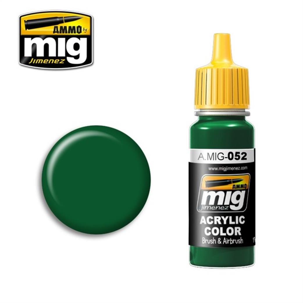 Ammo of Mig Jimenez  A.MIG-052 052 Deep Green Acrylic Paint