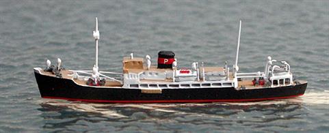 A 1/1250 scale metal model of a Brioni class motor ship of Puglia Sp shipping line in 1931 by Mare Nostrum MN24a.Overall length of model is 6.1cm