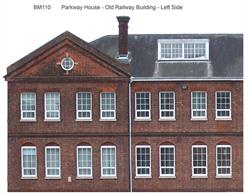 N scaled Parkway House building. Representing an old brick-built warehouse or factory building re-purposed for modern office use.
