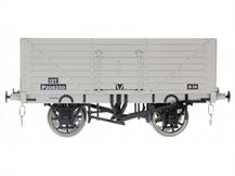 This model of a 8-plank fixed end open wagon will be finished in British Railways goods grey livery. Features sprung buffers, 3-link couplings, metal wheels, opening side doors.