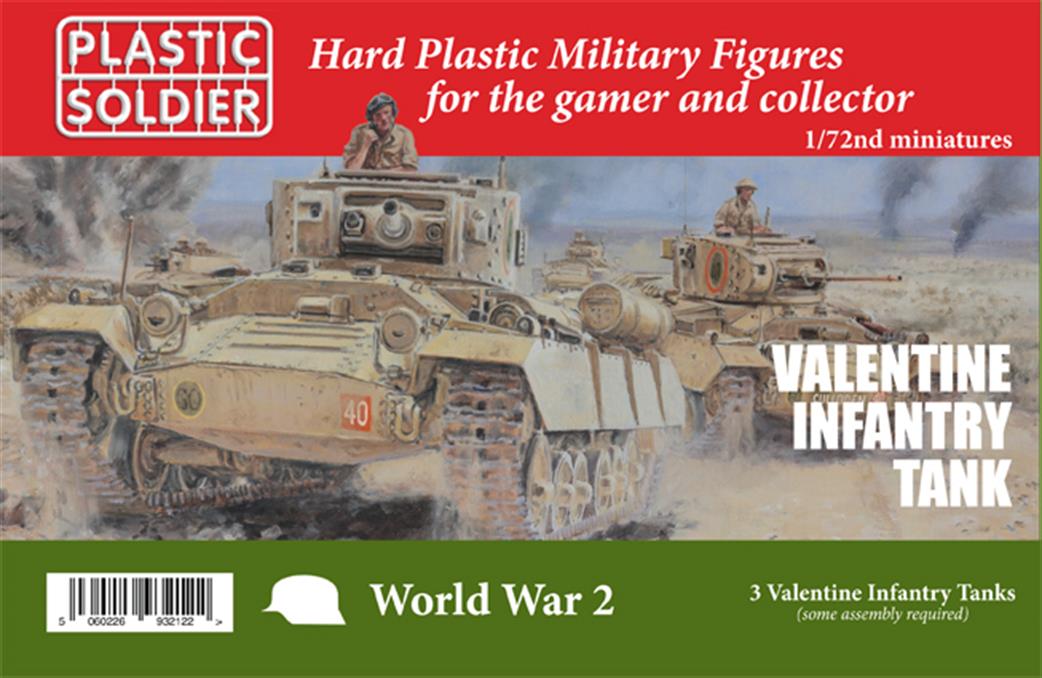 Plastic Soldier WW2V20028 British WW2 Valentine Infantry 3 Easy Assemble Kits With Figures 1/72