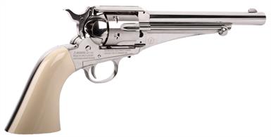From Crosman USA comes the Sheridan Cowboy, a single-action revolver also known as the Remington 1875. To add to the realism, this pistol features a functional hammer, load gate, and extractor. Being as close as possible to the icon of the wild west, the Remington 1875 pistol is finished in nickel, with attractive faux-ivory grips. Unlike most other single-action CO2 revolvers, the Sheridan Cowboy can fire both .177 pellets and 4.5mm steel BBs. It comes with a set of shells for each type of ammo.Please note : Air guns can be purchased from our shops at Bristol, Gloucester and Stonehouse. Air guns cannot be purchased online.