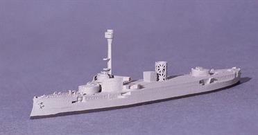 a 1/1250 scale metal model of the ex-German battleship Hannover converted to a target ship in WW2 by Neptun 1056C.