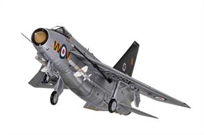A highly detailed large 1:48 scale model of the RAF English Electric Lightning F.6 supersonic fighter.Model AA28402 is finished in 74 Squadron RAF 'The Tigers' markings as aircraft XS927/N flying from RAF Tehngah, Singapore during 1969.