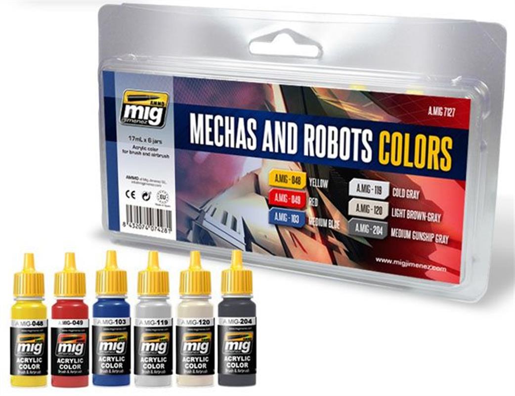 Ammo of Mig Jimenez  A.MIG-7127 Mechas and Robots Color Paint Set