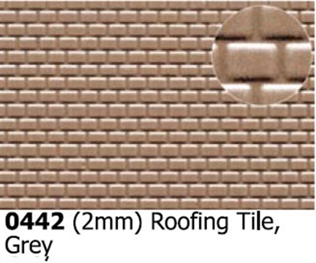 Slaters Plastikard OO 0442 Roofing Tile 2mm Scale Embossed Plasticard