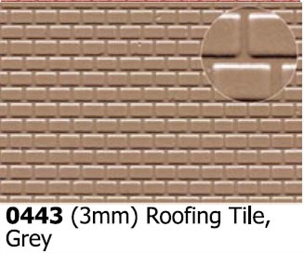 Slaters Plastikard OO 0443 Roofing Tile 3mm Scale Embossed Plasticard