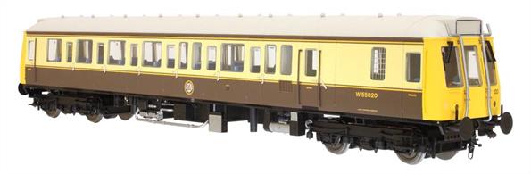 A highly detailed O gauge model of the Pressed Steel built single car BR class 121 diesel multiple unit trains. 15 of these double-ended single car units were built in 1960 to supplement the Gloucester cars on branch lines and shuttle services. The majority of the type seemed to be allocated to the Western region, but examples could be found all the way up to Scotland. In addition to branch shuttle duties these flexible single cars were often used to add capacity at peak hours, as substitute motor cars on 3-car sets and for driver route learning/refresher duties. 4 cars were retained for shuttle services into the 2000s, these now making up a total of 12 in preservation.This model is finished as car W55029 in the special GWR style chocolate and cream livery applied for the GWR 150th anniversary events in 1985.