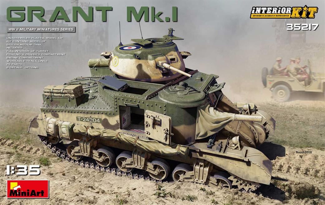 MiniArt 1/35 35217 British Grant Mk1 Tank Kit with Interior