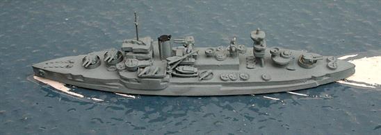A 1/1200 scale secondhand model which appears to be a much modified metal model of USS Wyoming. The hull is probably by Superior, the guns come from other metal models and the superstructures are a mixture of components and scratch built parts. The end result is effective and the model would benefit further by some extra detail painting. See photograph.