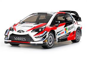 This is a radio control assembly kit of the Toyota Gazoo Racing WRT Yaris that is competing in the 2018 WRC. The multi-part body captures the form of this aerodynamically honed car, which boasts a 380PS, 1.6-liter 4-cylinder turbo engine and 4-wheel drive with active center differential.  https://www.youtube.com/watch?v=_zMq_VbQAS0